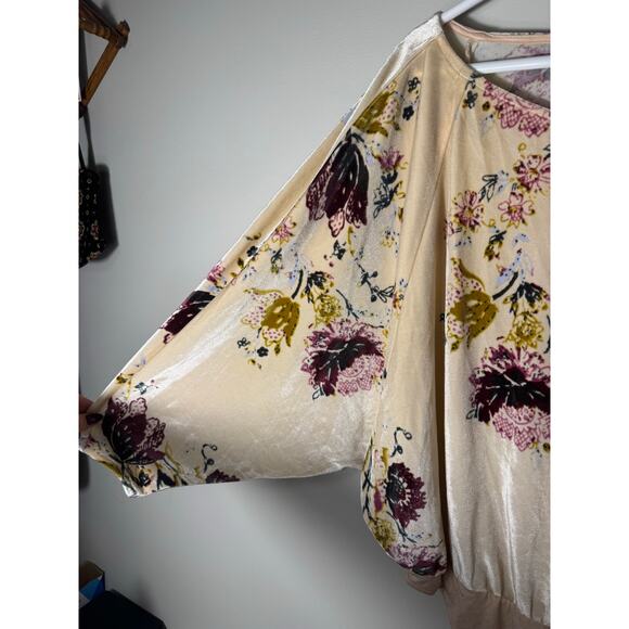 Intimately Free People Babe Slouchy Bodysuit Floral Velvet M - Picture 2 of 6